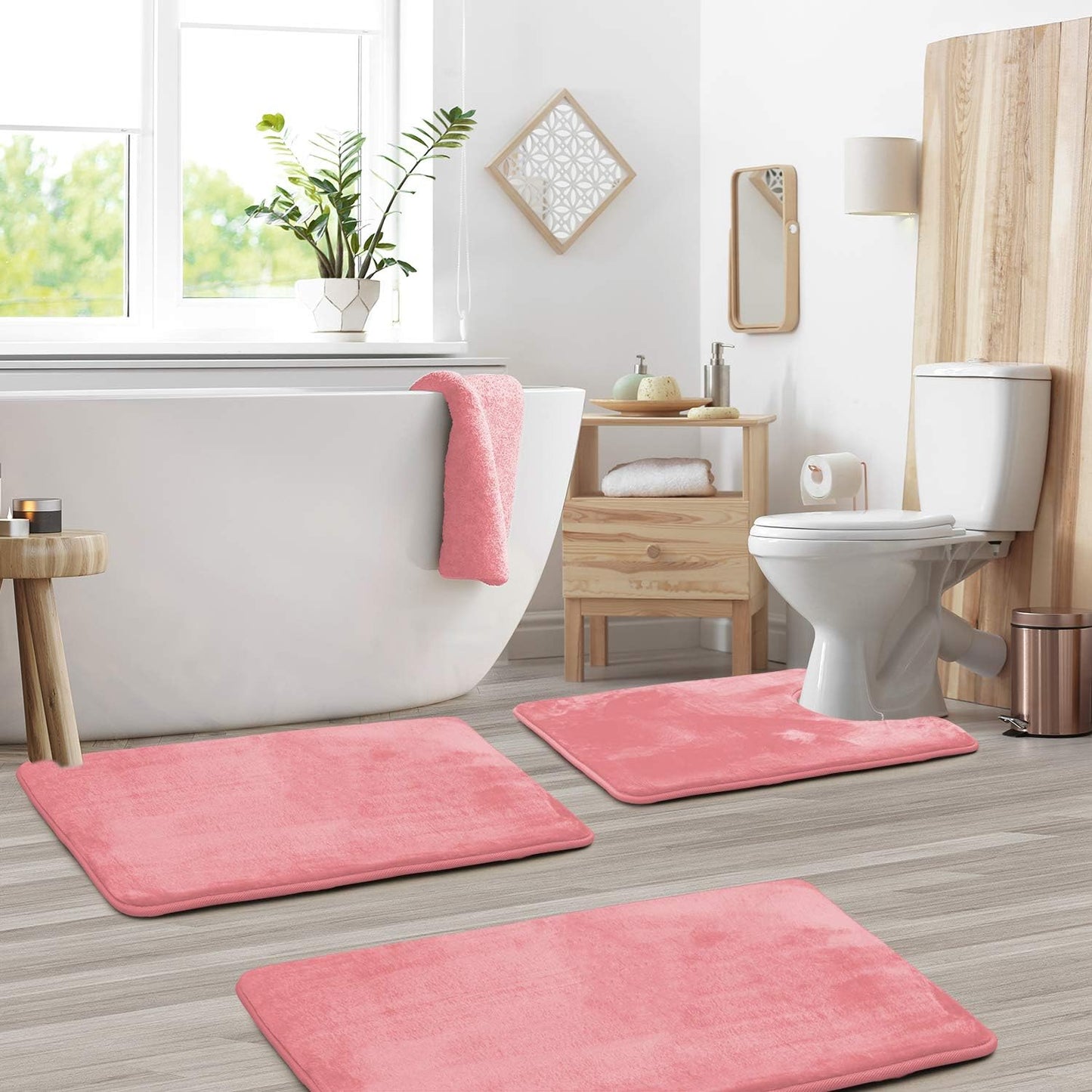 Bathroom Mat Memory Foam Set Anti-Slip Washable