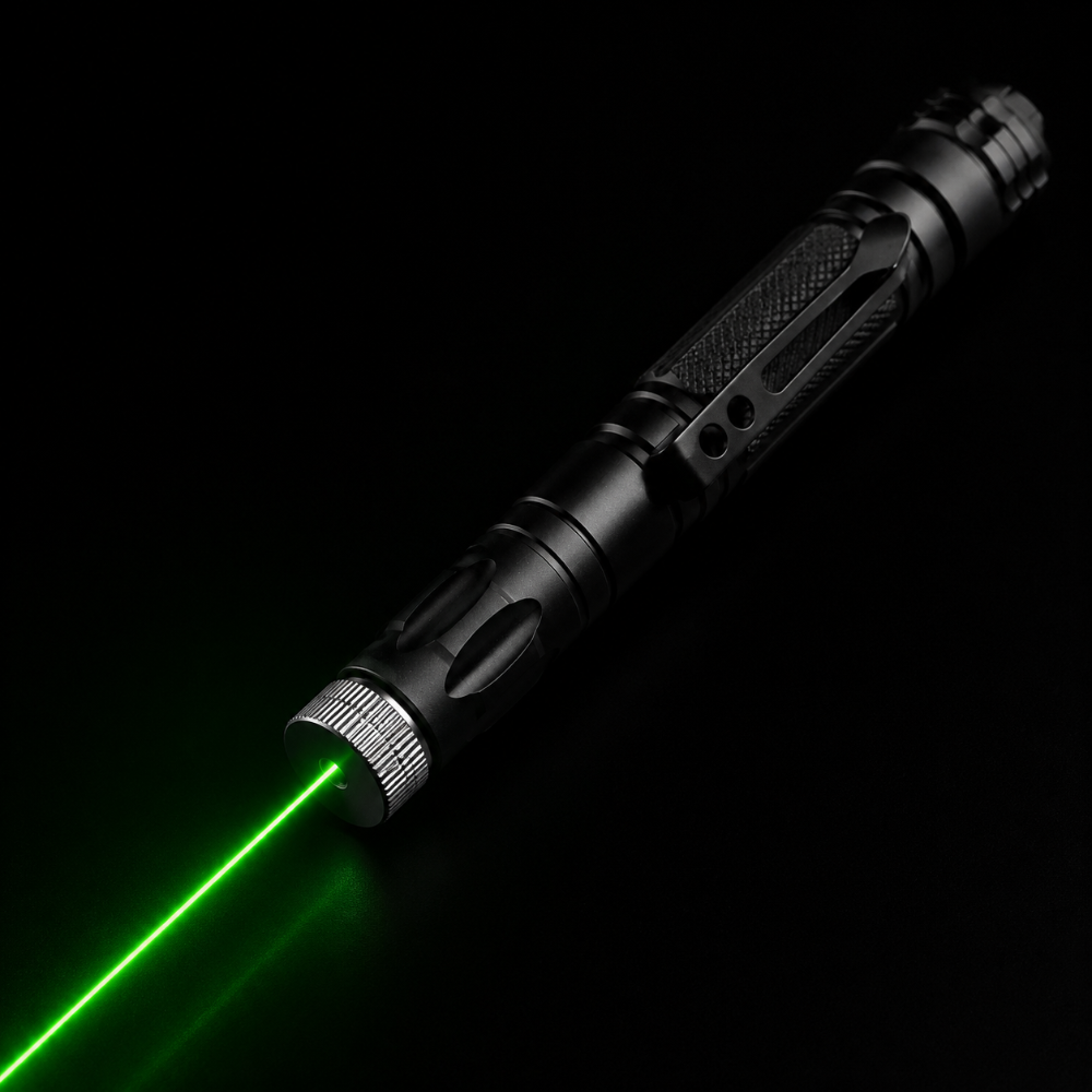 Battery-powered laser pointer with focus adjustment - aluminum construction with long range