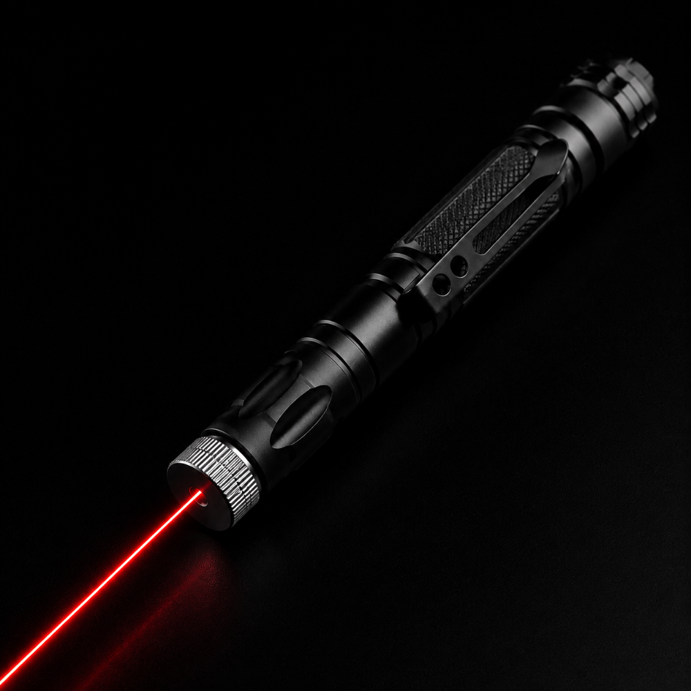 Battery-powered laser pointer with focus adjustment - aluminum construction with long range