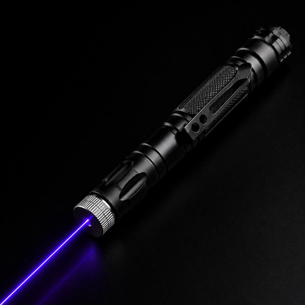 Battery-powered laser pointer with focus adjustment - aluminum construction with long range