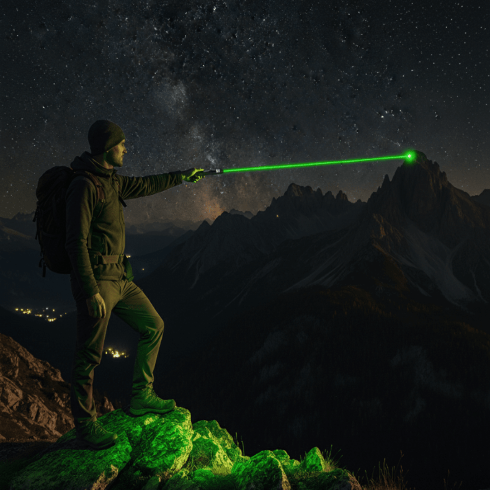Battery-powered laser pointer with focus adjustment - aluminum construction with long range
