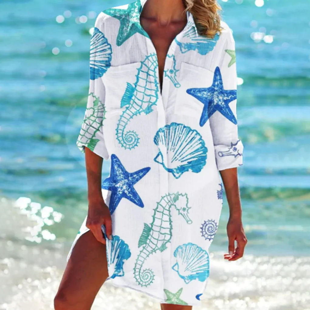 Beach Shirt for Women with Tie-Dye Print