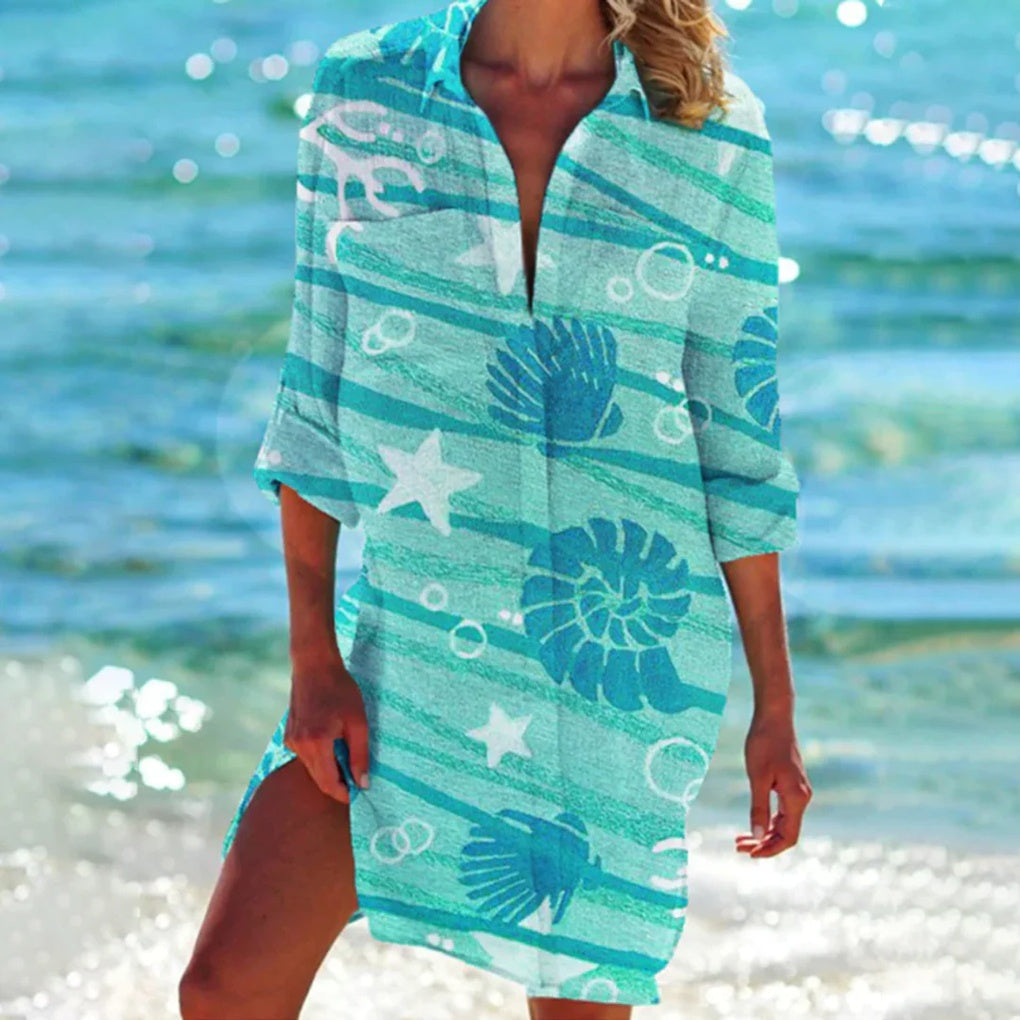 Beach Shirt for Women with Tie-Dye Print