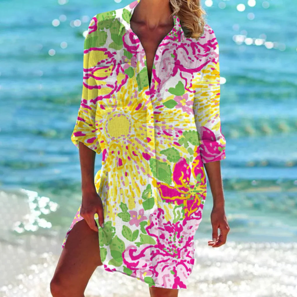 Beach Shirt for Women with Tie-Dye Print