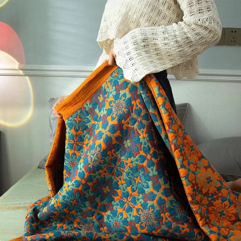 Blue Patterned Six-Layer Cotton Quilt