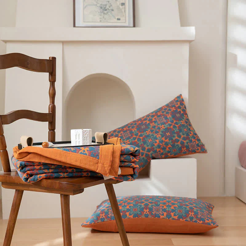 Blue Patterned Six-Layer Cotton Quilt