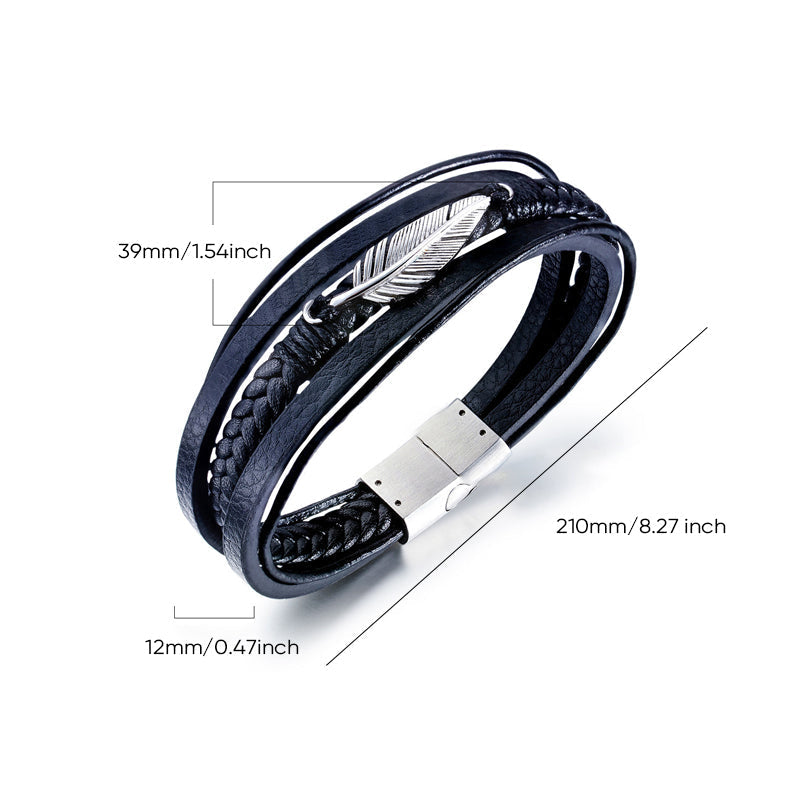 Bracelet with Feather Design and Steel