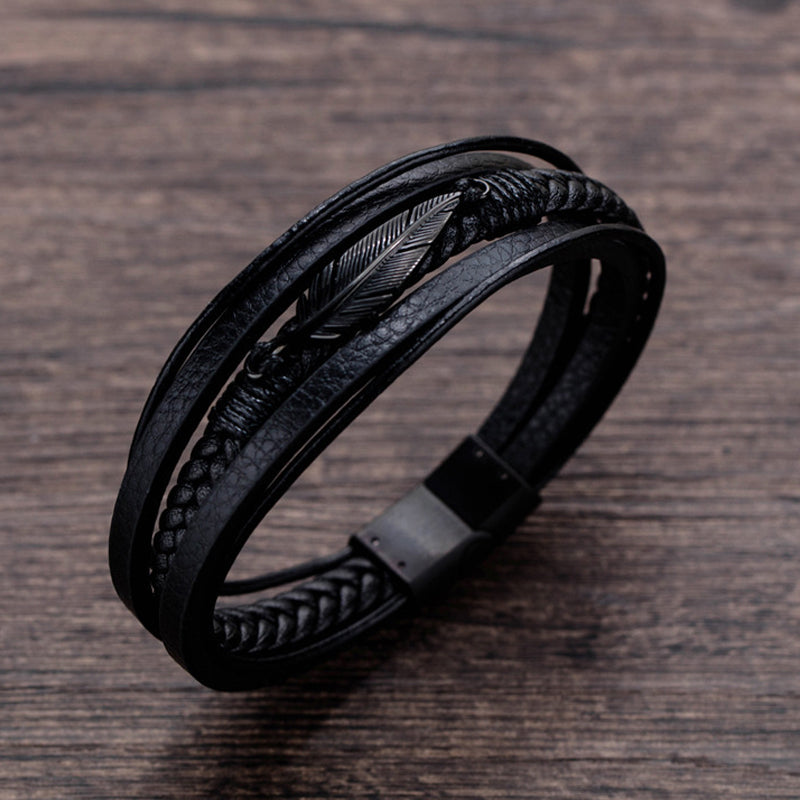 Bracelet with Feather Design and Steel