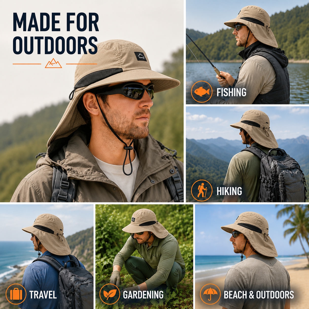 Brimveil Hiking Sun Hat with Neck Flap | UPF 50+