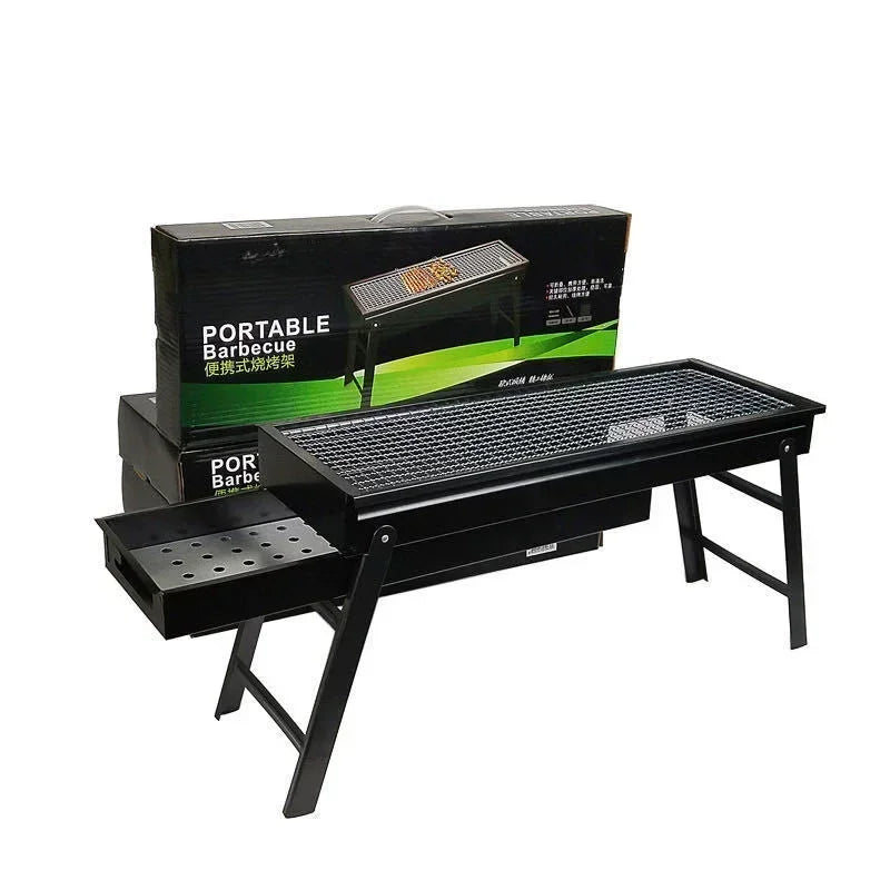 Carvallo Pro Folding Charcoal Grill | Portable & Stable | For Outdoors, Camping & Picnic | 60 × 20 × 31.5 cm