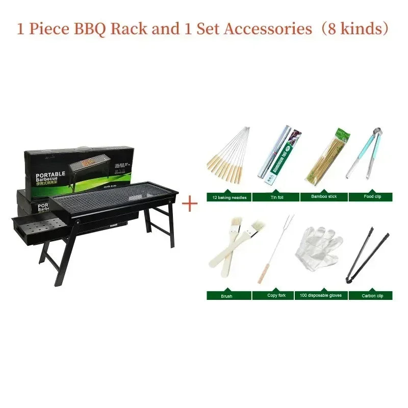 Carvallo Pro Folding Charcoal Grill | Portable & Stable | For Outdoors, Camping & Picnic | 60 × 20 × 31.5 cm