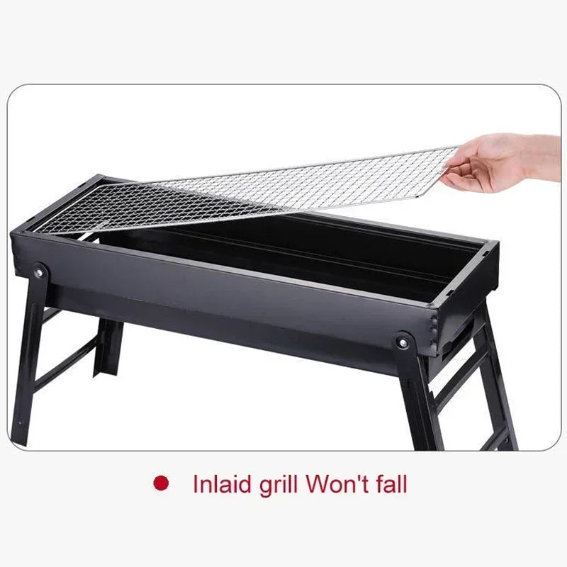 Carvallo Pro Folding Charcoal Grill | Portable & Stable | For Outdoors, Camping & Picnic | 60 × 20 × 31.5 cm