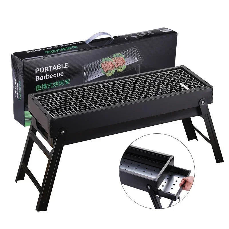Carvallo Pro Folding Charcoal Grill | Portable & Stable | For Outdoors, Camping & Picnic | 60 × 20 × 31.5 cm