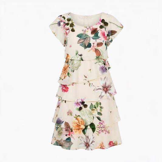 Cascading Floral Tiered Dress