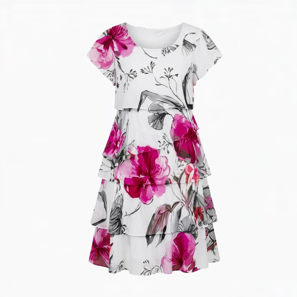 Cascading Floral Tiered Dress