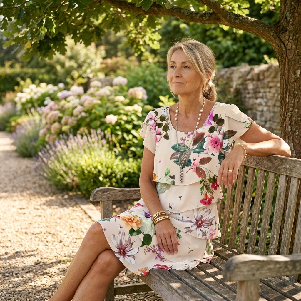 Cascading Floral Tiered Dress