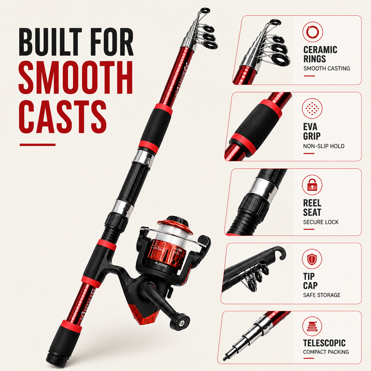 Castaway Telescopic Travel Fishing Rod Set