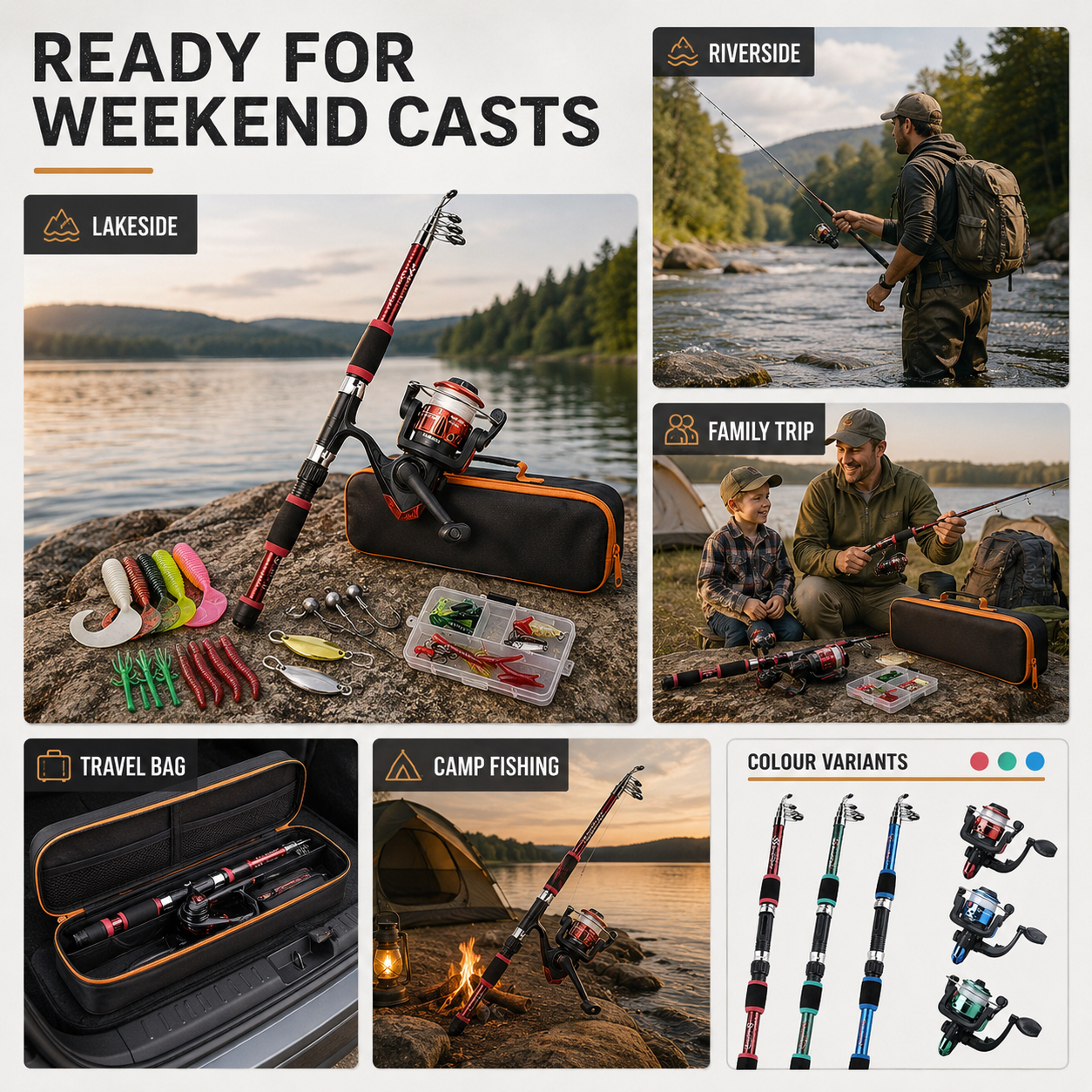 Castaway Telescopic Travel Fishing Rod Set