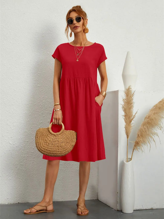 Casual A-Line midi dress for women