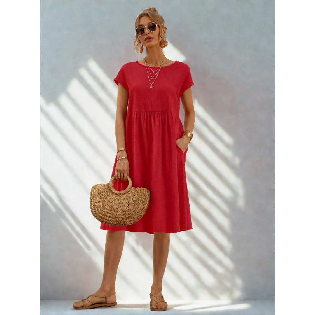 Casual A-Line midi dress for women