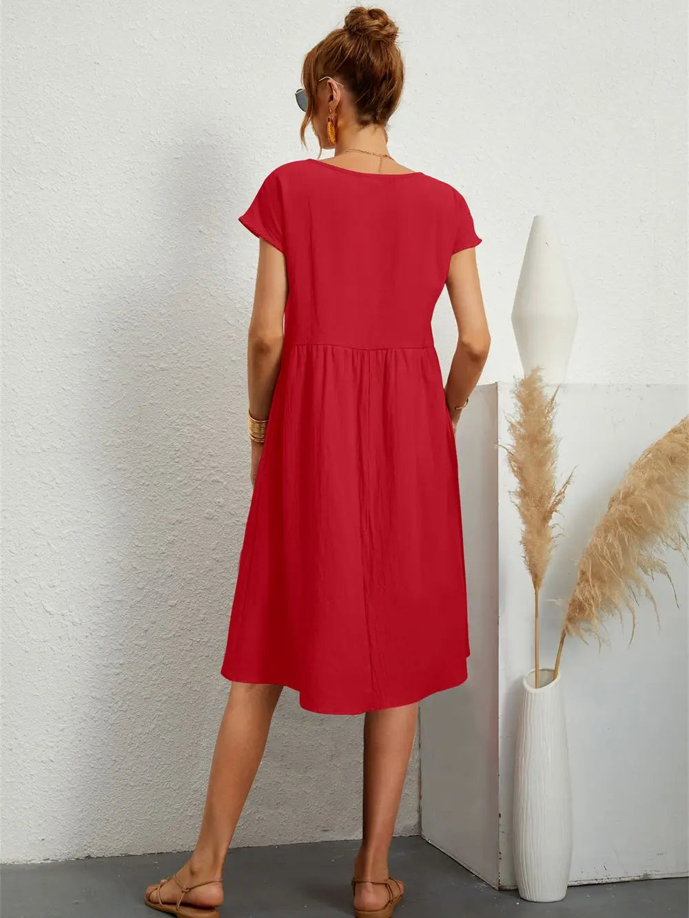 Casual A-Line midi dress for women