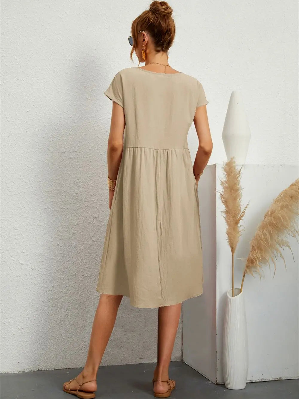 Casual A-Line midi dress for women