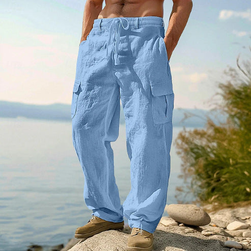 Casual cargo pants with adjustable waist and practical side pockets
