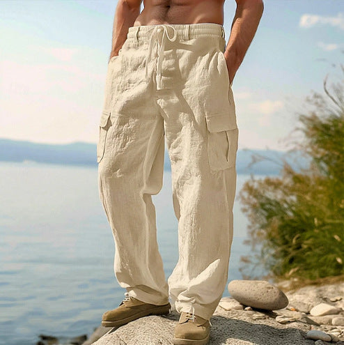Casual cargo pants with adjustable waist and practical side pockets
