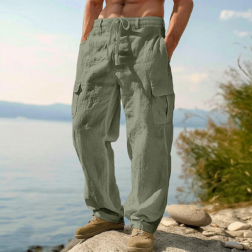 Casual cargo pants with adjustable waist and practical side pockets