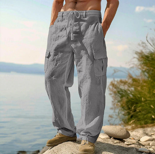 Casual cargo pants with adjustable waist and practical side pockets