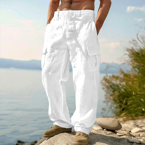 Casual cargo pants with adjustable waist and practical side pockets
