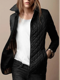 Casual Quilted Jacket with Turned-Down Collar