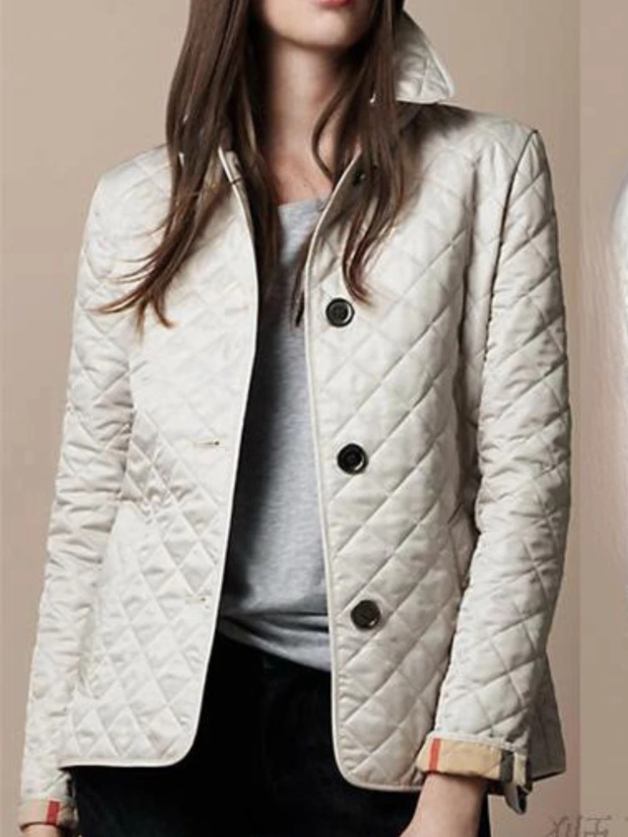 Casual Quilted Jacket with Turned-Down Collar