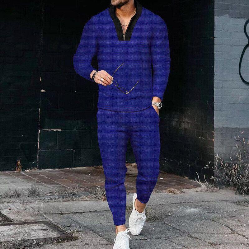 Casual Two-Piece Outfit with Zip Top & Trousers