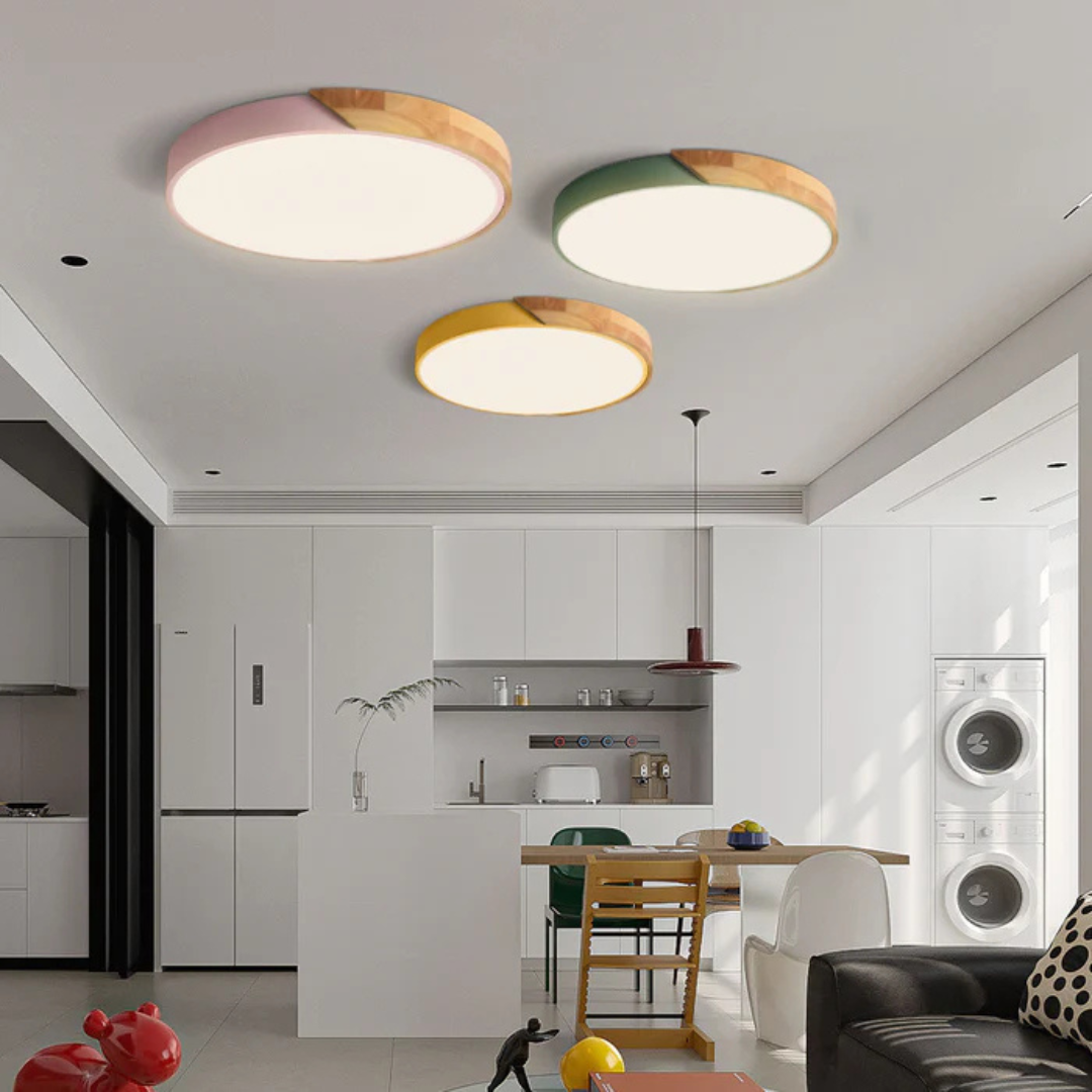 Ceiling Light with LED Scandinavian Wood Design