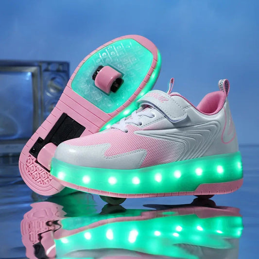 Children's Shoes with LED Lights and Wheels – Easy Velcro Closure for Active Play