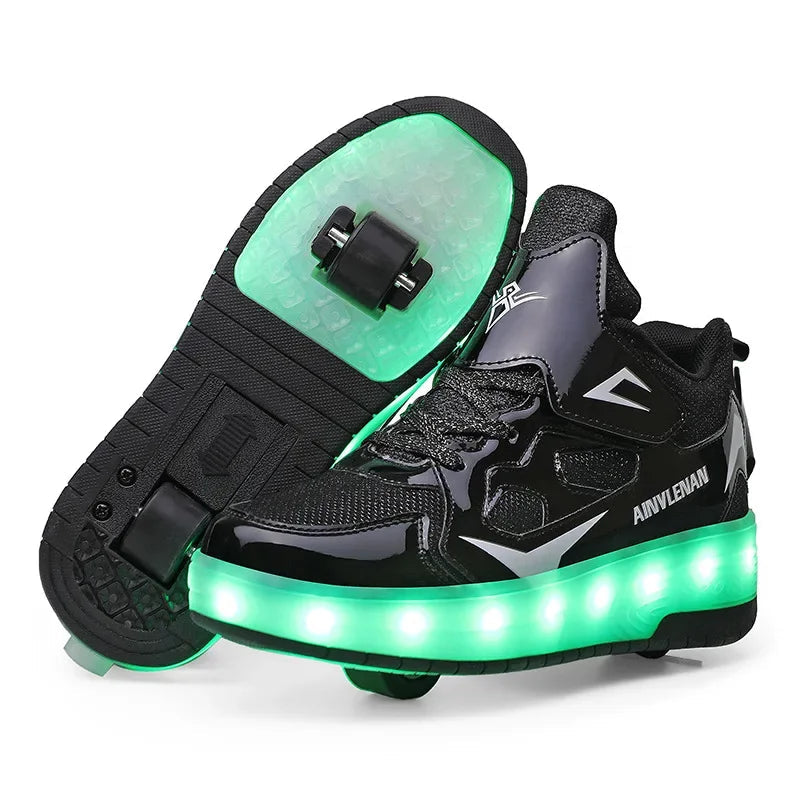Children's Shoes with LED Lights and Wheels – Easy Velcro Closure for Active Play