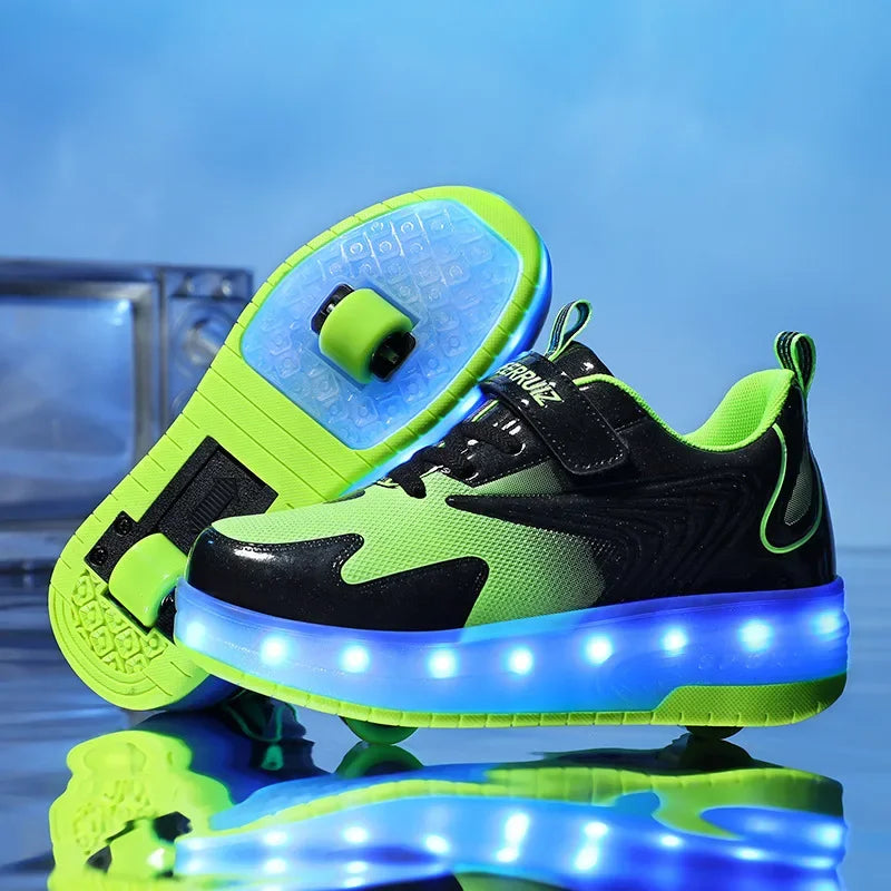 Children's Shoes with LED Lights and Wheels – Easy Velcro Closure for Active Play