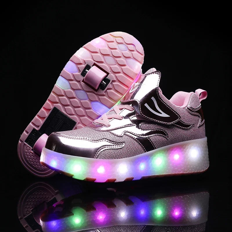 Children's Shoes with LED Lights and Wheels – Easy Velcro Closure for Active Play