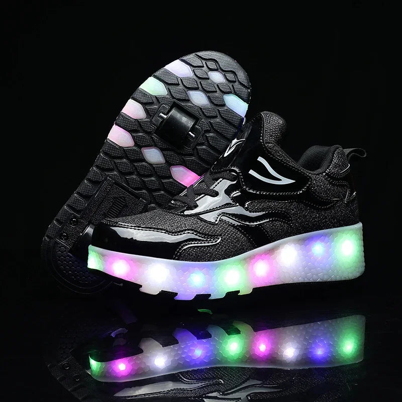 Children's Shoes with LED Lights and Wheels – Easy Velcro Closure for Active Play
