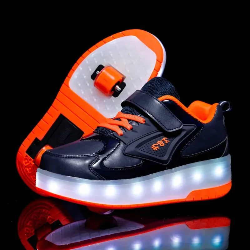 Children's Shoes with LED Lights and Wheels – Easy Velcro Closure for Active Play