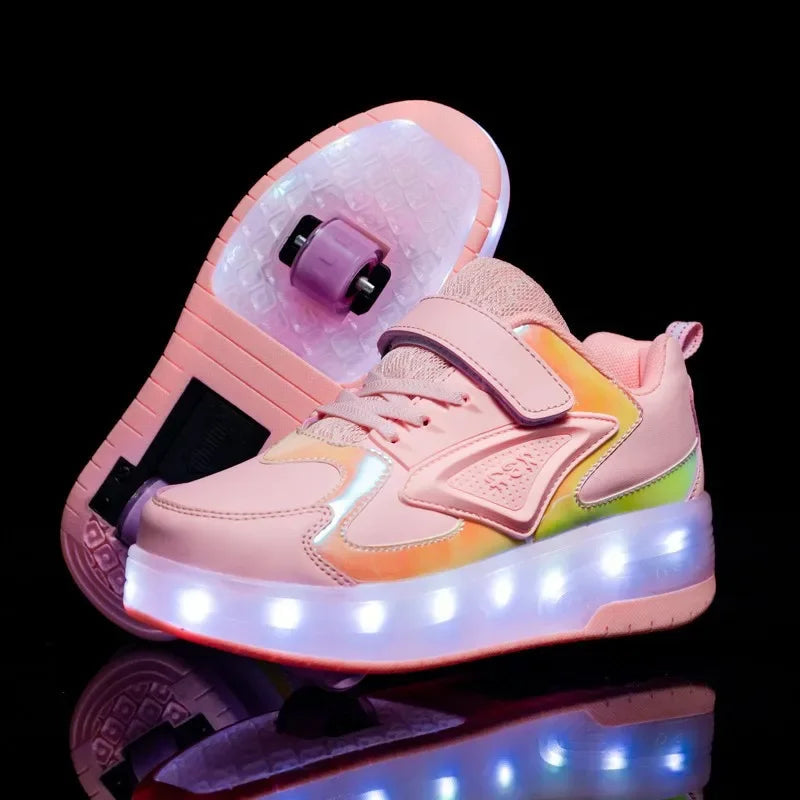 Children's Shoes with LED Lights and Wheels – Easy Velcro Closure for Active Play