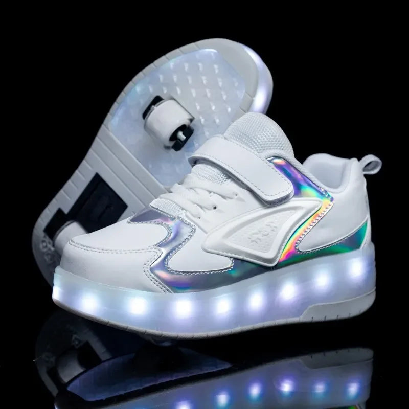 Children's Shoes with LED Lights and Wheels – Easy Velcro Closure for Active Play