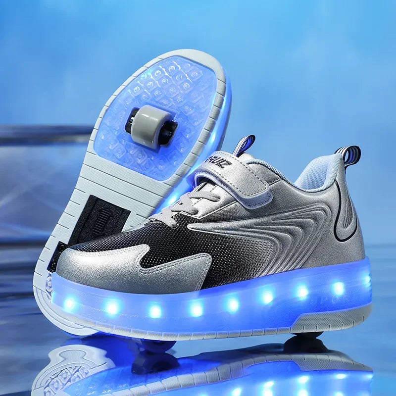 Children's Shoes with LED Lights and Wheels – Easy Velcro Closure for Active Play
