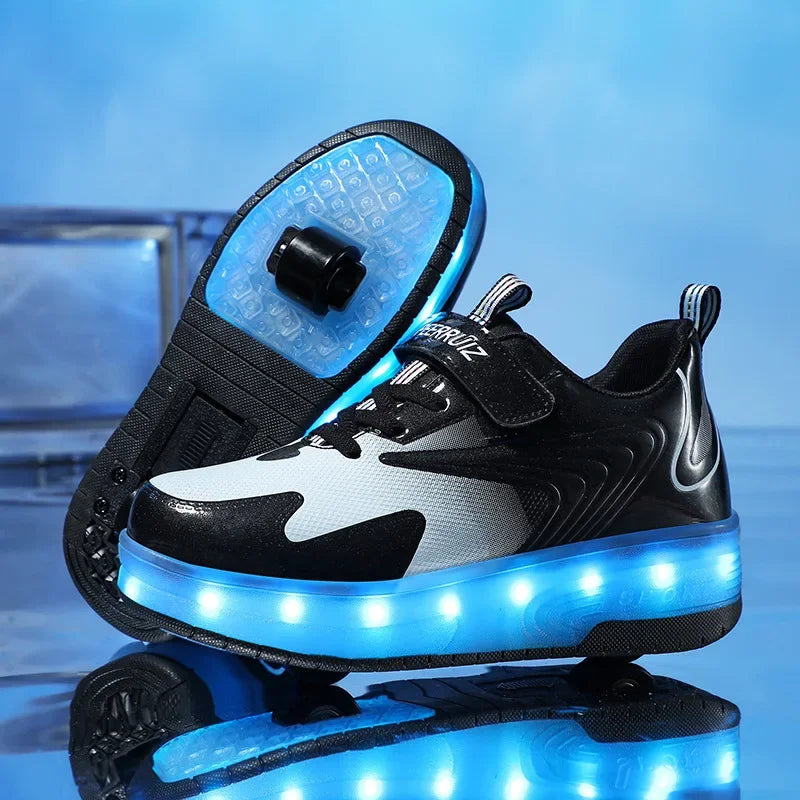 Children's Shoes with LED Lights and Wheels – Easy Velcro Closure for Active Play