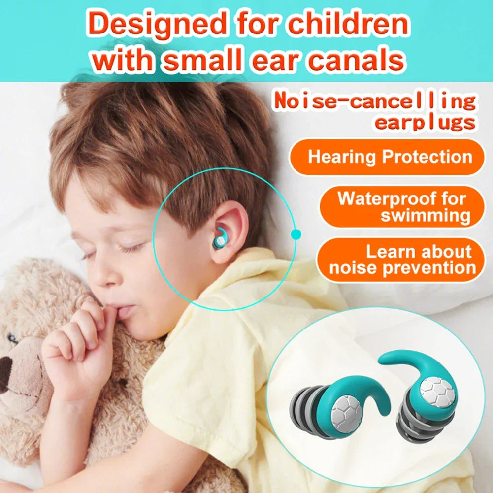 Children's Silicone Earplugs for Swimming & Noise Reduction