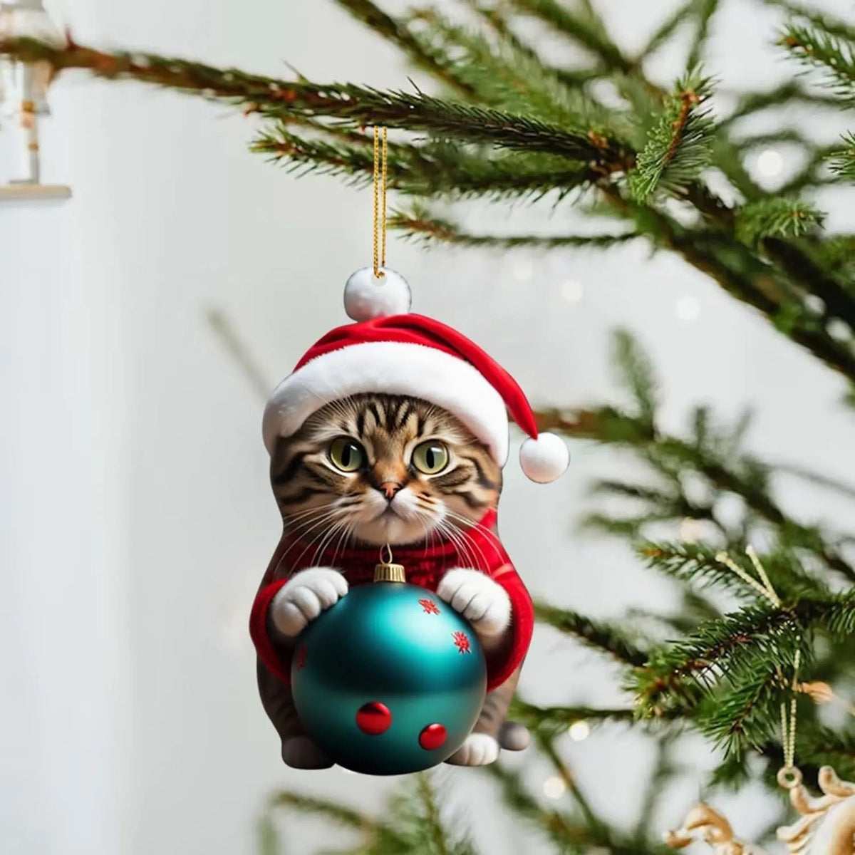Christmas Cat Ornament - Cute Festive Tree Decoration