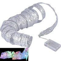 Christmas Ribbon Lights – LED Fairy Lights with Organza Ribbon for Christmas Trees, 3 m or 5 m, 6 Styles