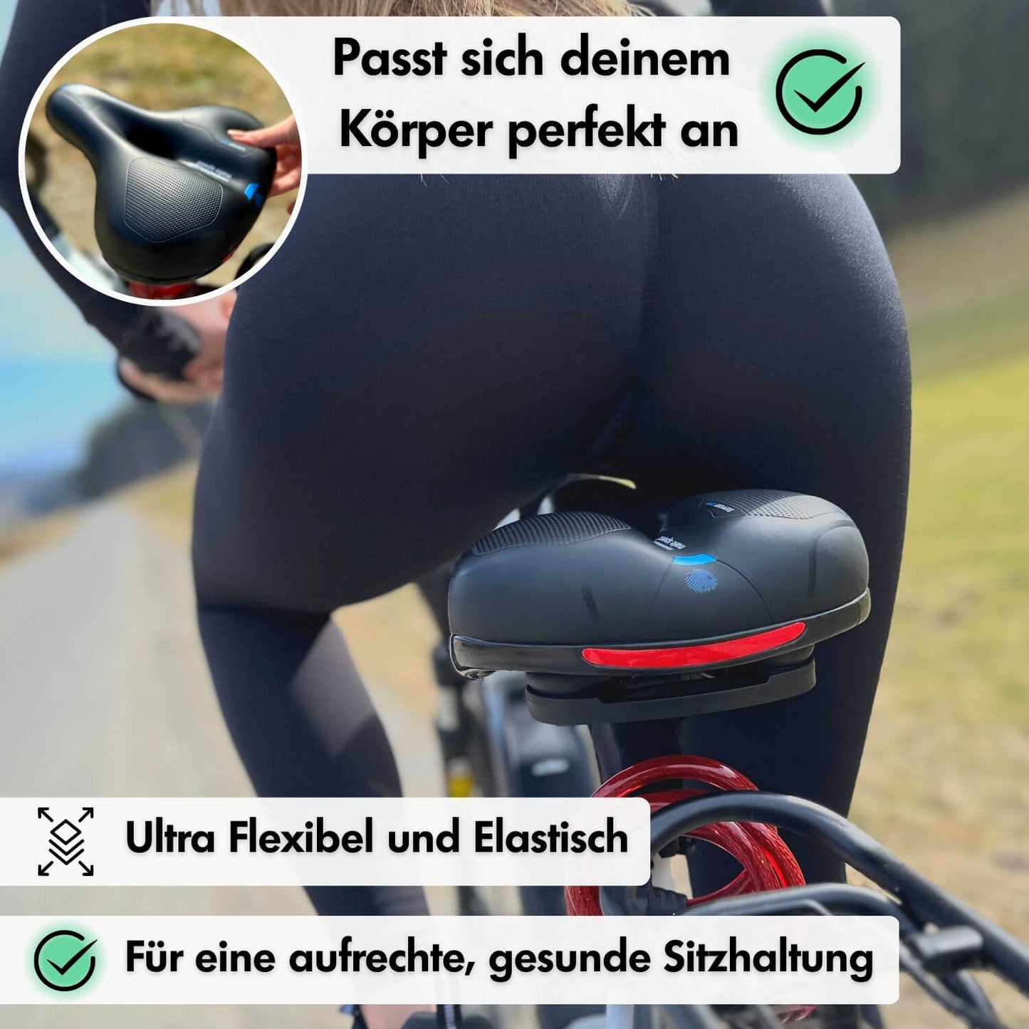 CloudComfort Pro Bicycle Seat | Pressure-Relieving Memory Foam | Black