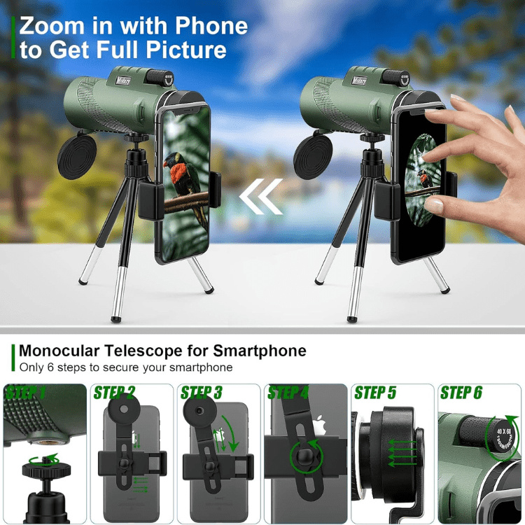 Compact 600x Ultra-Zoom Monocular Telescope | HD Lens, Lightweight & Perfect for Hiking, Birdwatching, and Sports Events